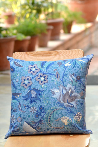 Kerala Sapphire Cotton Cushion, pillow - Shop Handprint
