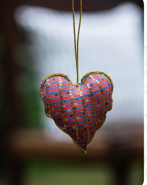 Hanging Sequined Heart Ornament