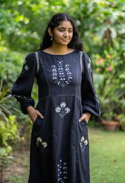 Embroidered Janis  Dress Black
