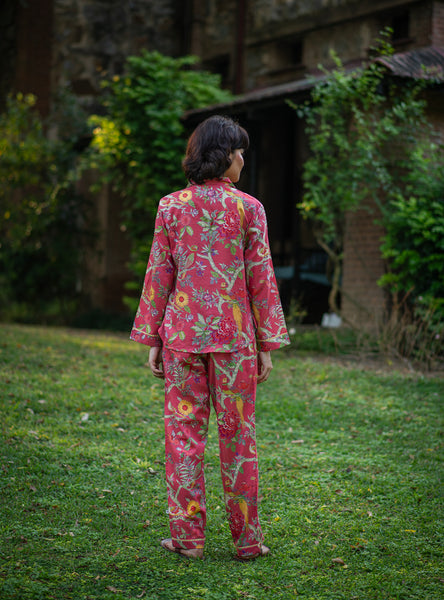 Bird Coral Red Vanessa Pajama Set