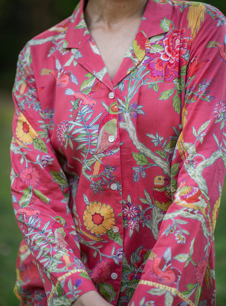 Bird Coral Red Vanessa Pajama Set