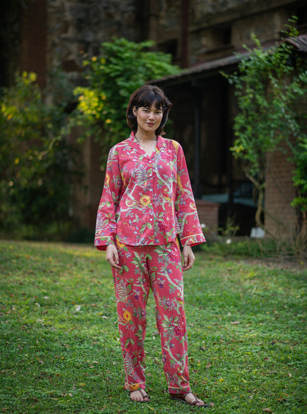 Bird Coral Red Vanessa Pajama Set