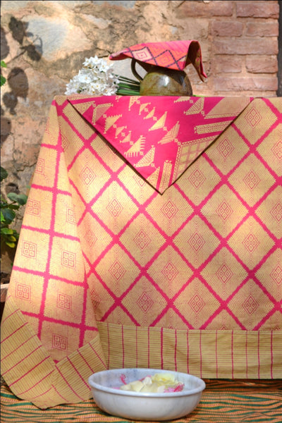 Phulkari Pink Tablecloth, Table - Shop Handprint