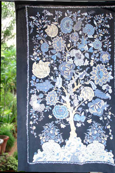Tree of Life Indigo Curtain Panel, Curtains - Shop Handprint